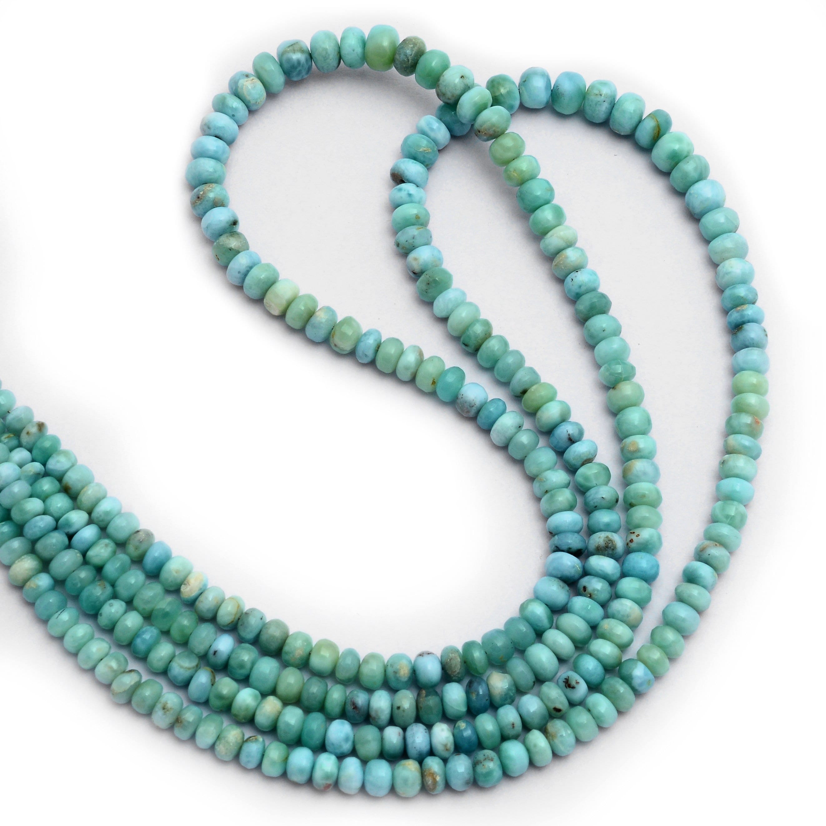 Natural Larimar 4mm-6mm Smooth Rondelle Beads, 16inch Strand, Dominican Larimar Semi Precious Gemstone Beads, Larimar Beads For Jewelry