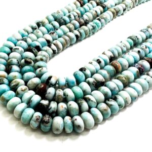 Natural Larimar Rondelle Beads: Caribbean Gemstone Strands