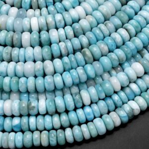 Natural Blue Larimar 5mm 6mm 7mm 8mm 9mm 10mm 11mm 12mm Smooth Rondelle Beads Real Genuine Larimar Gemstone 15.5" Strand