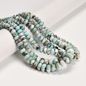 Natural Multi Color Larimar Graduated Smooth Rondelle Beads 4x6-8x12mm 15.5''std