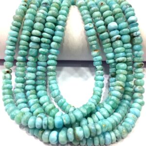 Natural Larimar Smooth Rondelle Beads 5.5 MM Larimar Gemstone Beads Larimar Strand Wholesale Larimar Beads Top Quality Jewelry Making Beads.
