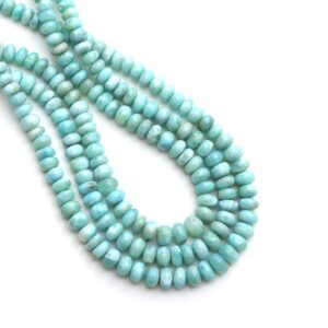 Larimar Smooth Rondelle Beads, 6 Mm To 8 Mm, Larimar Jewelry Making Beads, Plain Larimar, Larimar Gems, 18 Inches Strand, Price Per Strand
