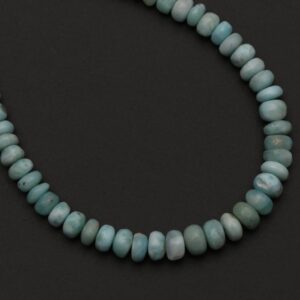 Larimar Smooth Roundel Beads - 4 Mm To 6.5 Mm - Larimar Beads - Gem Quality , 8 Inch/ 20 Cm Full Strand, Price Per Strand