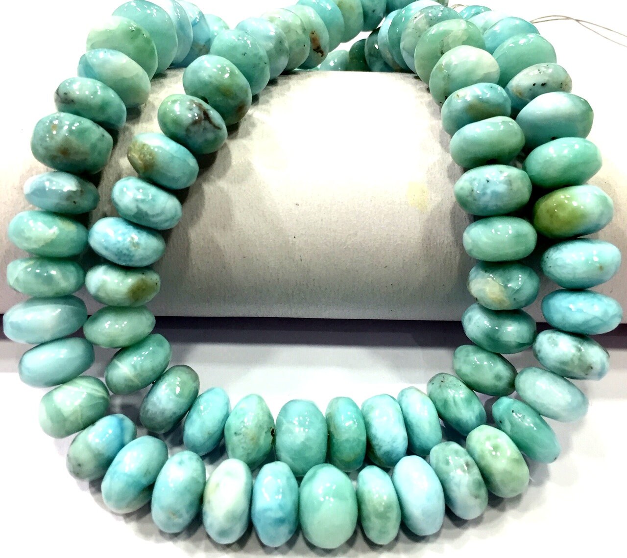 Top Quality~natural Larimar Rondelle Beads Smooth Larimar Beads Genuine Larimar Gemstone Beads Large Size Larimar Beads Strand Wholesale.