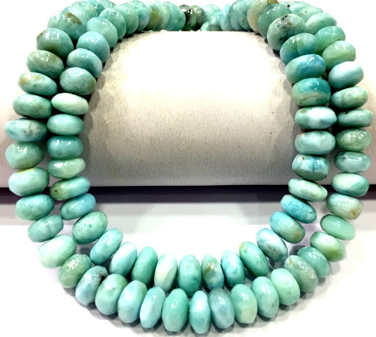 Top Quality~natural Larimar Smooth Rondelle Beads Genuine Larimar Gemstone Beads 7-8.mm Larimar Beads String Jewelry Making Beads.