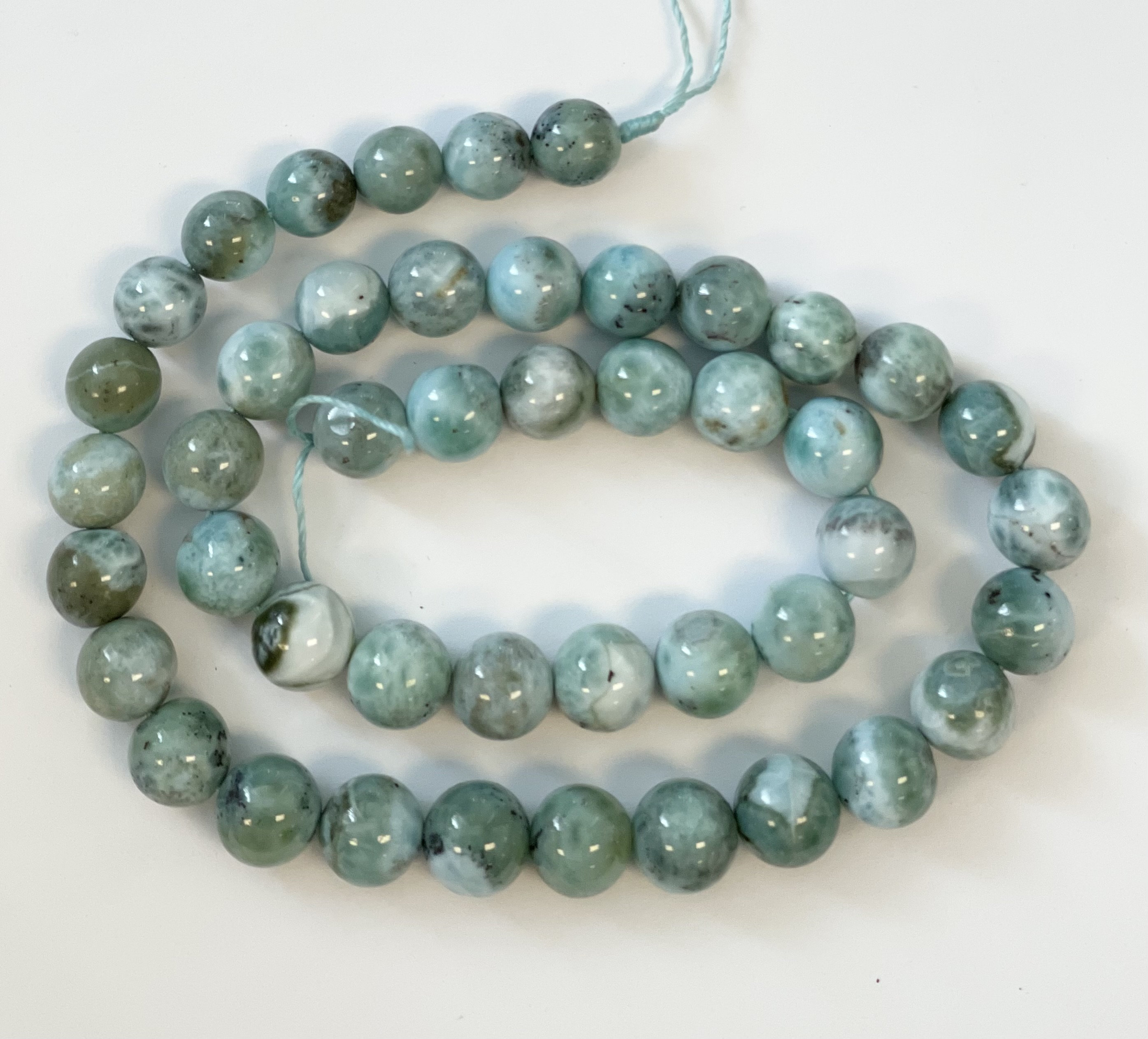100% Dominican Larimar 9 Mm Round  Larimar Beads--15.5 Inch Gemstone Beads--45 Beads--l7