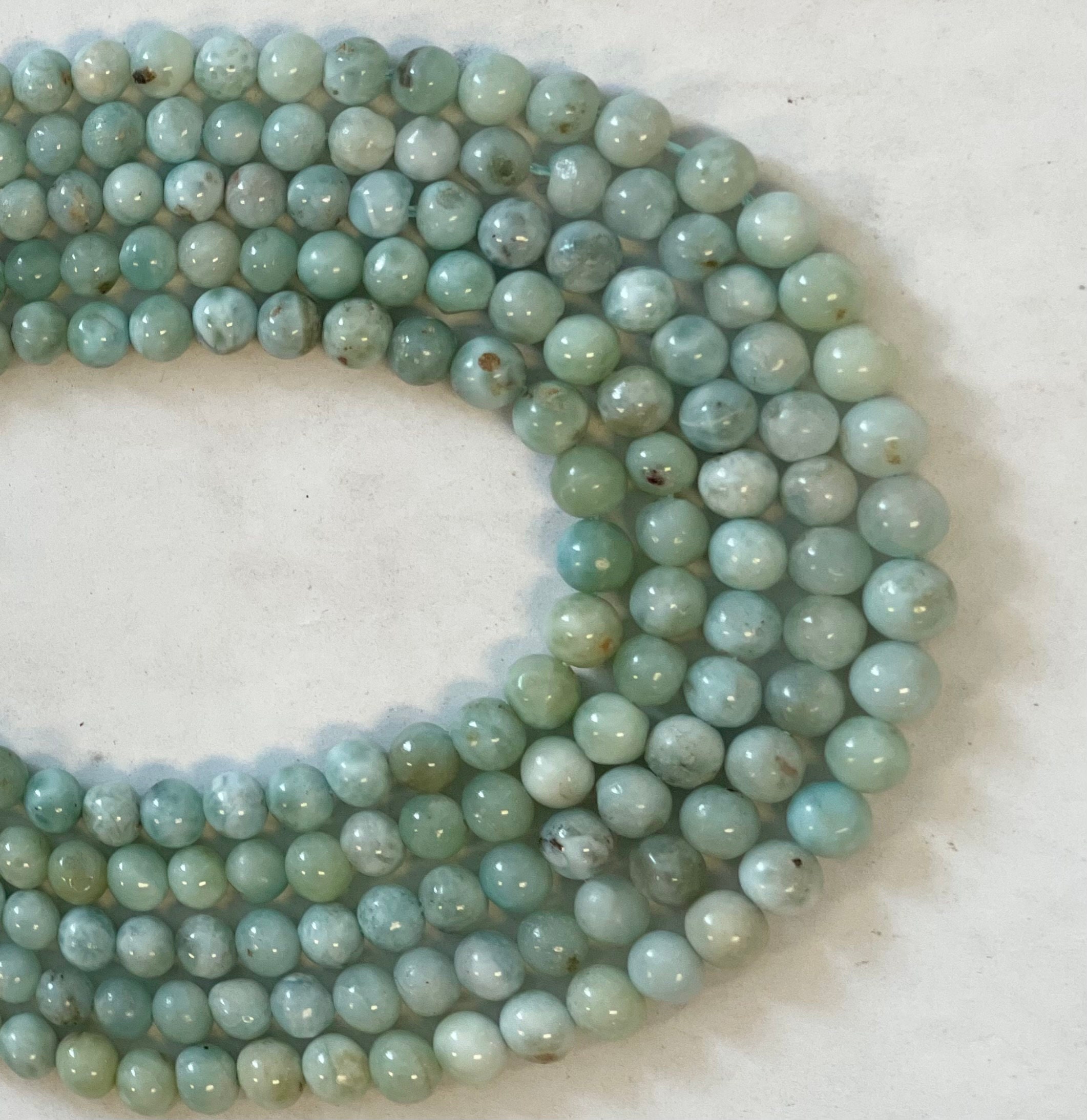 100% Natural Dominican Larimar 5 Mm Round Larimar Beads--15.5 Inch Gemstone Beads