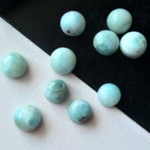 7-8.5mm Larimar Plain Round Cabochons, 10 Pcs Larimar Smooth Round Flat Back, Natural Loose Larimar Round Cabochon For Jewelry - Ks5096