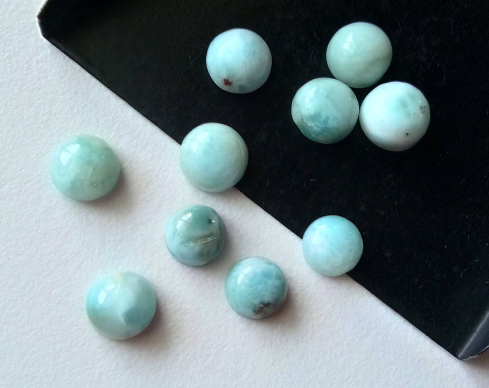7-8.5mm Larimar Plain Round Cabochons, 10 Pcs Larimar Smooth Round Flat Back, Natural Loose Larimar Round Cabochon For Jewelry - Ks5096 7-8.5mm Larimar Plain Round Cabochons, 10 Pcs Larimar Smooth Round Flat Back, Natural Loose Larimar Round Cabochon For Jewelry - Ks5096