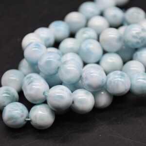 Larimar Round Beads - 8mm - 4 Beads - Jewellery Making Supplies , Crystal Beads