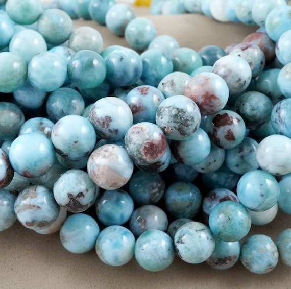 Larimar Beads (matrix)(round)(smooth)(6mm)(8mm)(16" Strand) Larimar Beads (matrix)(round)(smooth)(6mm)(8mm)(16" Strand)