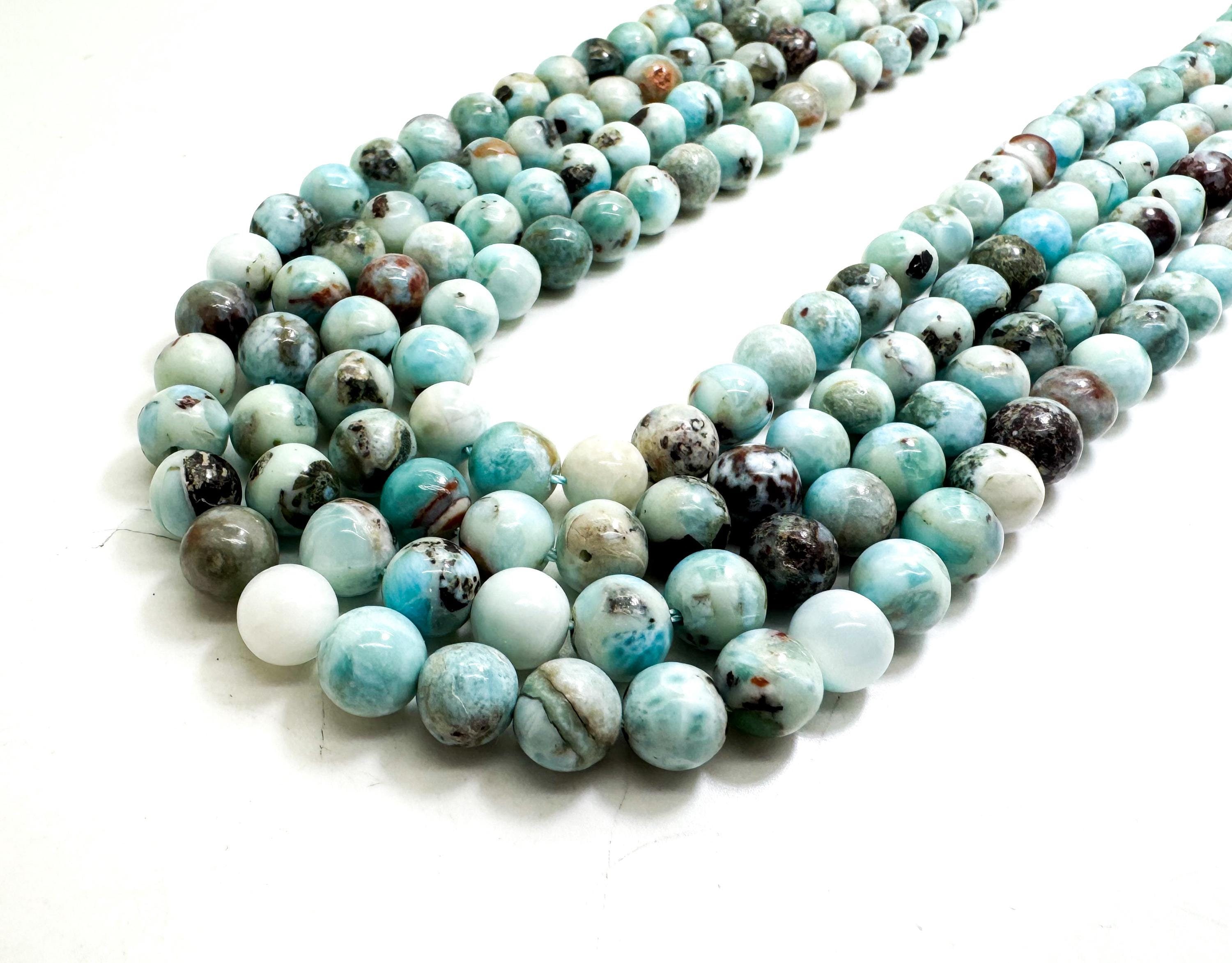 Genuine Blue Caribbean Larimar Round Beads: Natural Gemstone Jewelry Making - Pg313 Genuine Blue Caribbean Larimar Round Beads: Natural Gemstone Jewelry Making - Pg313