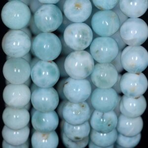 Dominican Larimar Gemstone Grade Aa Sky Blue Round 4mm 5mm 6mm Half Strand 7.5 Inch Loose Beads (439)