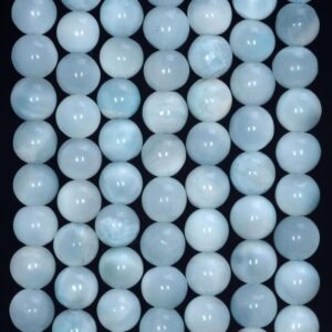 Dominican Larimar Gemstone Grade Aaa Sky Blue Smooth Round 7mm 8mm Loose Beads 3.5 Inch (909)