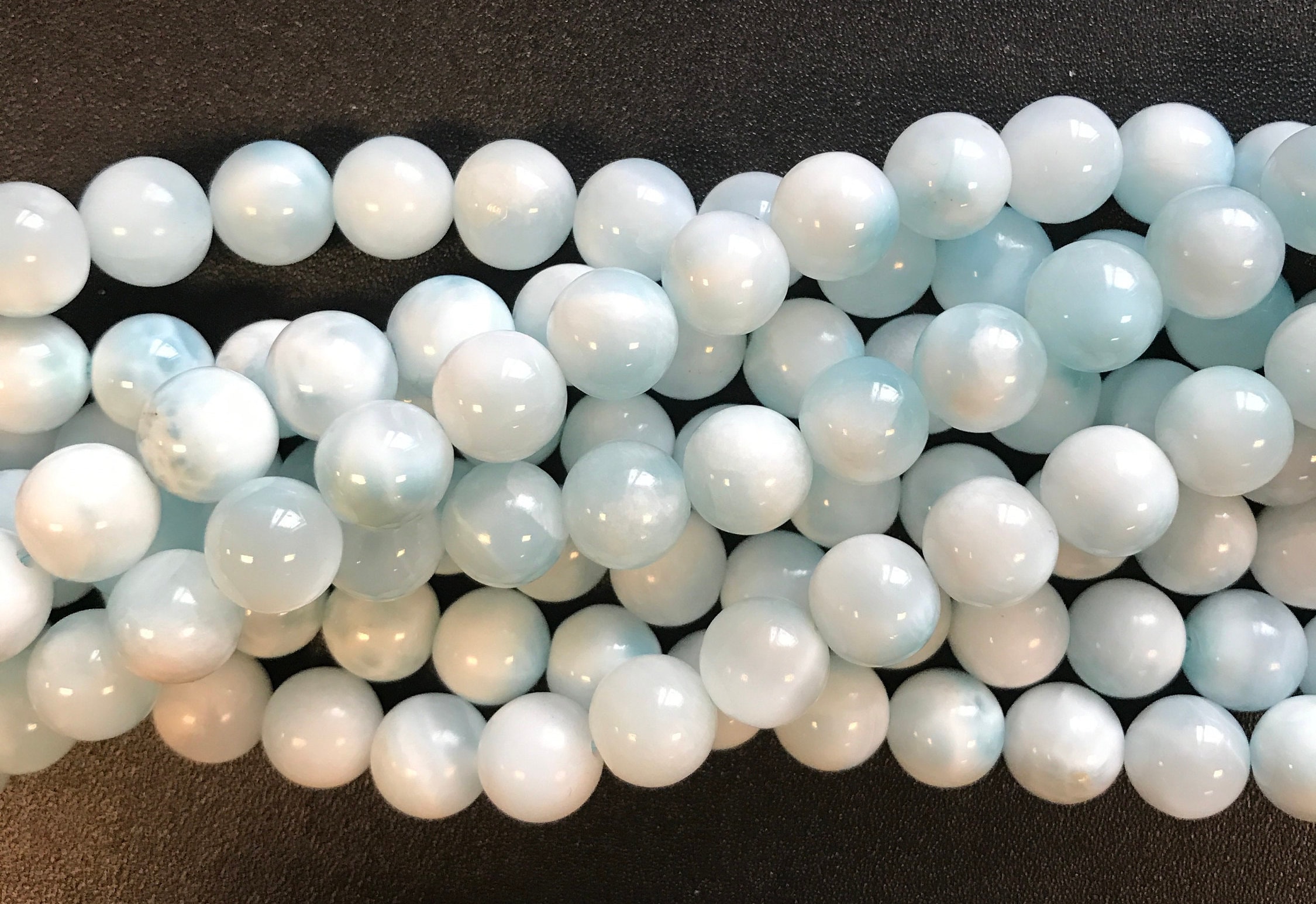 Dominican Republic Larimar 10 Mm Round Larimar Beads--15.5 Inch Gemstone Beads