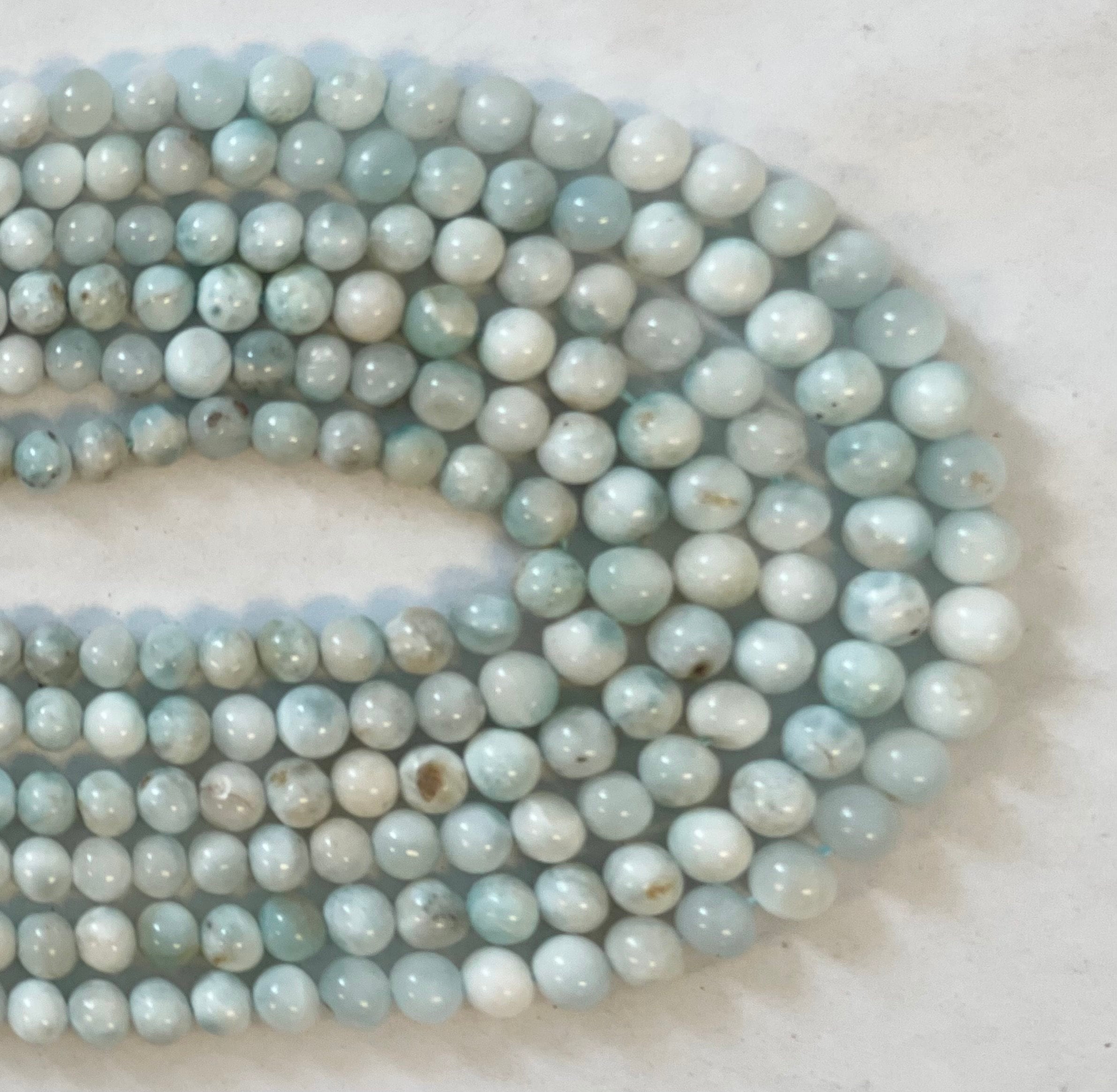Dominican Republic Larimar 5 Mm Round Larimar Beads--15.5 Inch, Gemstone Beads