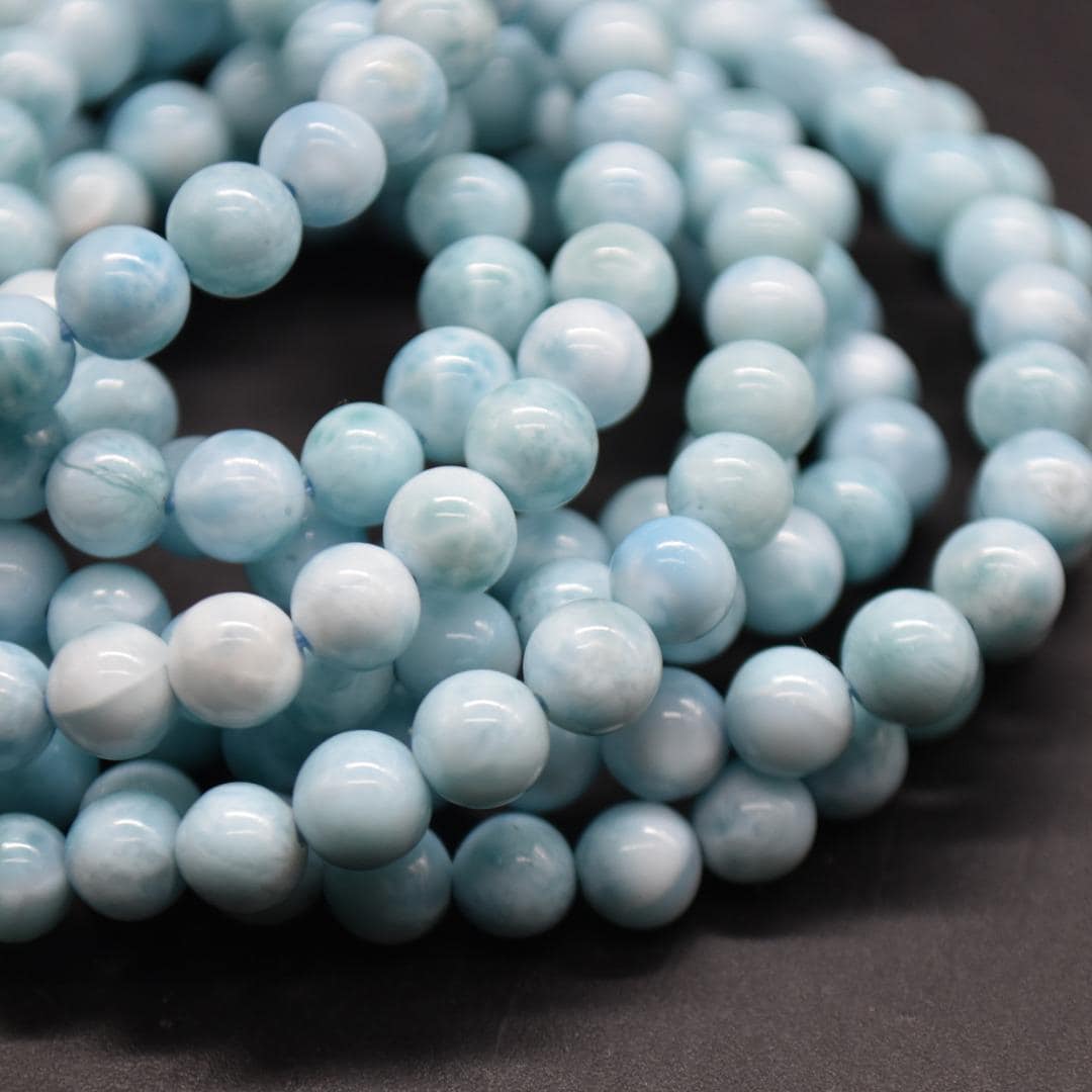 Larimar Gemstone Round Beads - 5mm Smooth Beads, 20" Strand - Natural Gemstone Beads For Jewellery Making | Crystal Beads