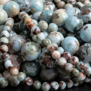 Genuine Natural Blue Larimar Loose Beads Round Shape 6mm 8mm 10mm 12mm