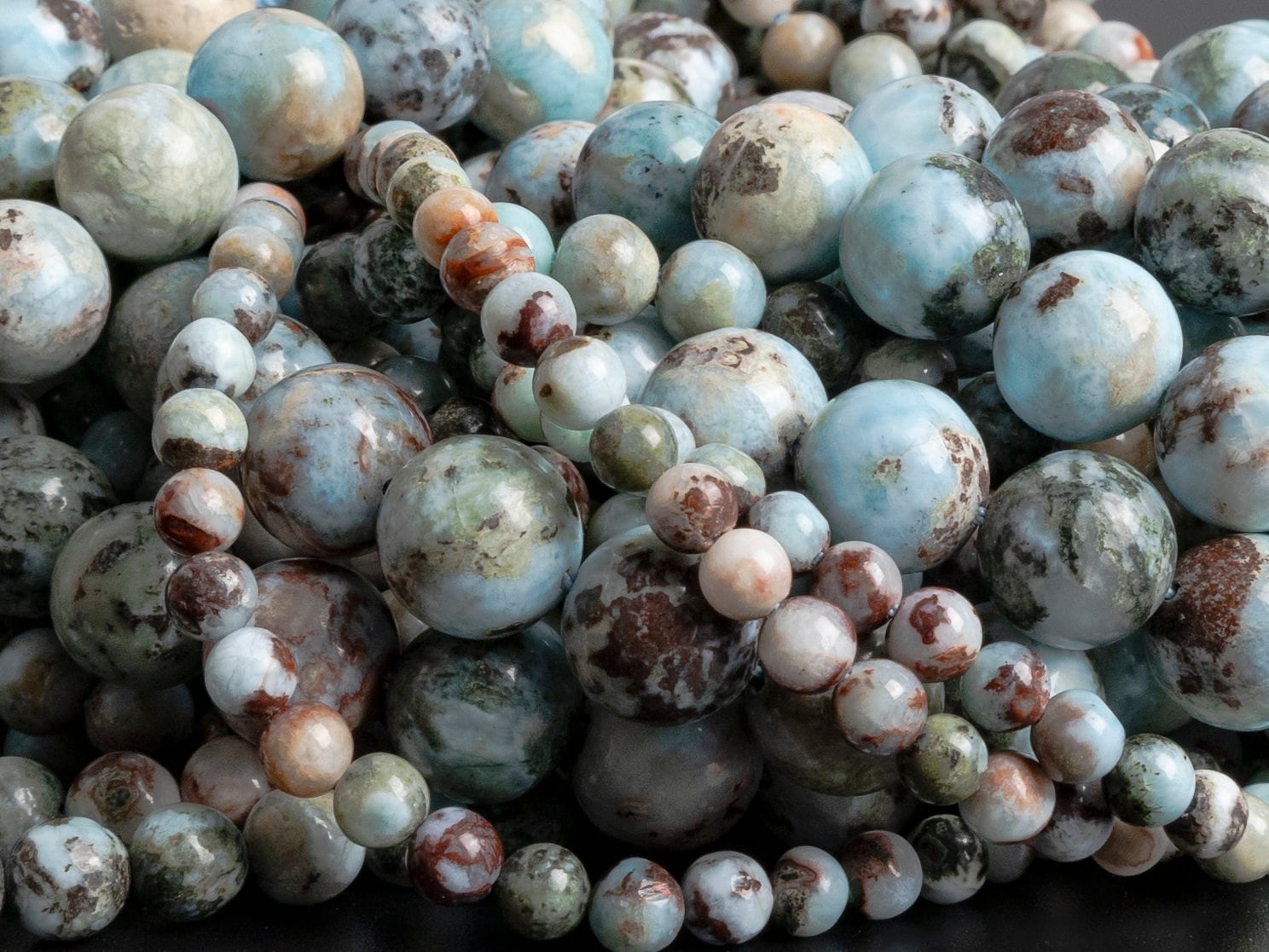 Genuine Natural Blue Larimar Loose Beads Round Shape 6mm 8mm 10mm 12mm Genuine Natural Blue Larimar Loose Beads Round Shape 6mm 8mm 10mm 12mm
