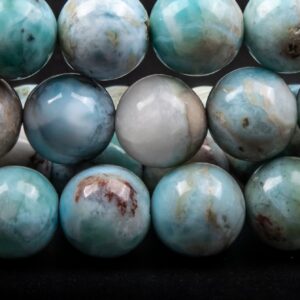 Genuine Natural Dominican Larimar Gemstone Beads 10MM Light Blue Round A Quality Loose Beads (124597)