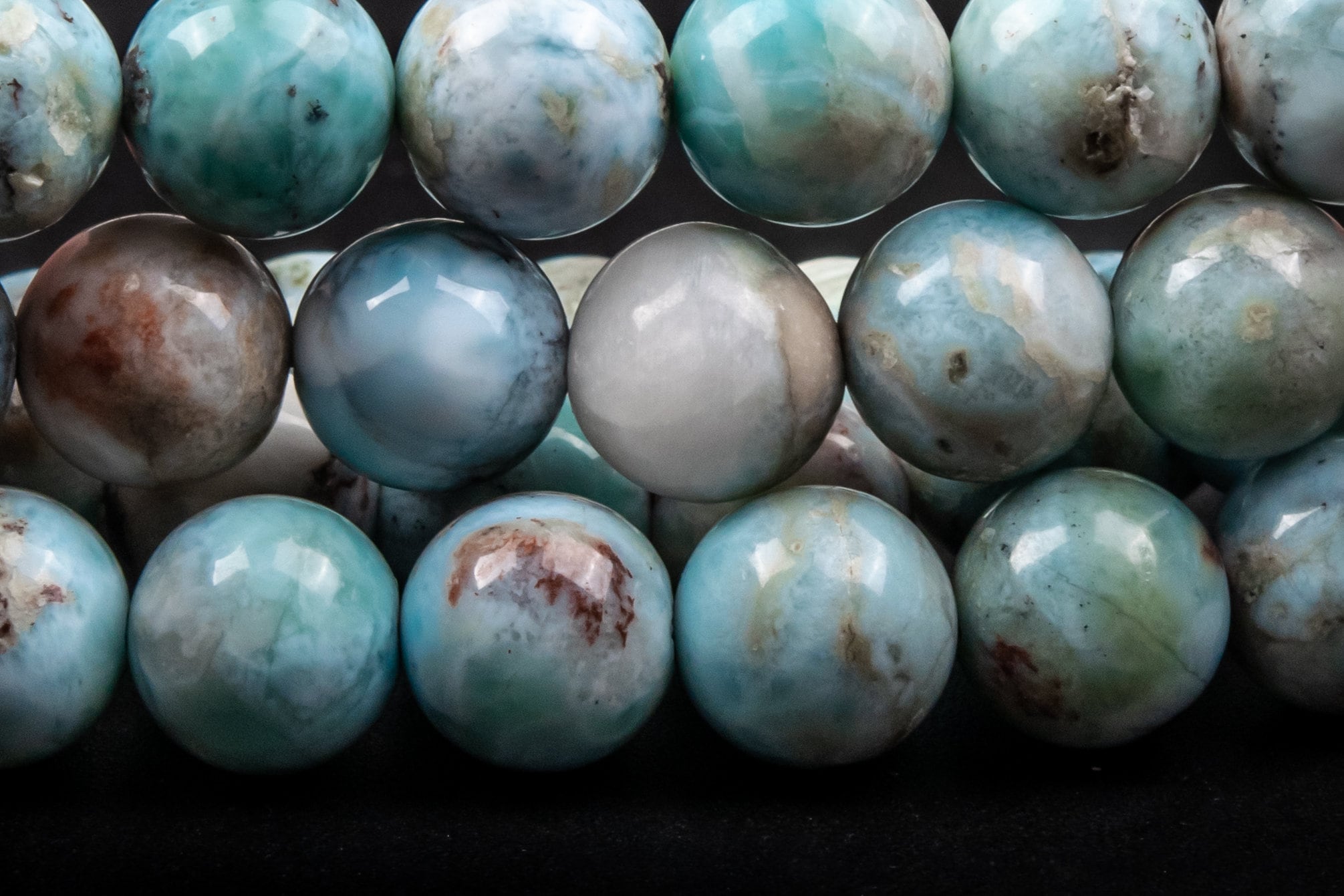 Genuine Natural Dominican Larimar Gemstone Beads 10mm Light Blue Round A Quality Loose Beads (124597)