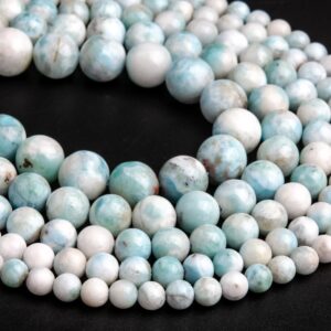 Genuine Natural Faint Blue Larimar Loose Beads Dominica Grade A Round Shape 5-6mm 6-7mm 7-8mm 9mm 10-11mm