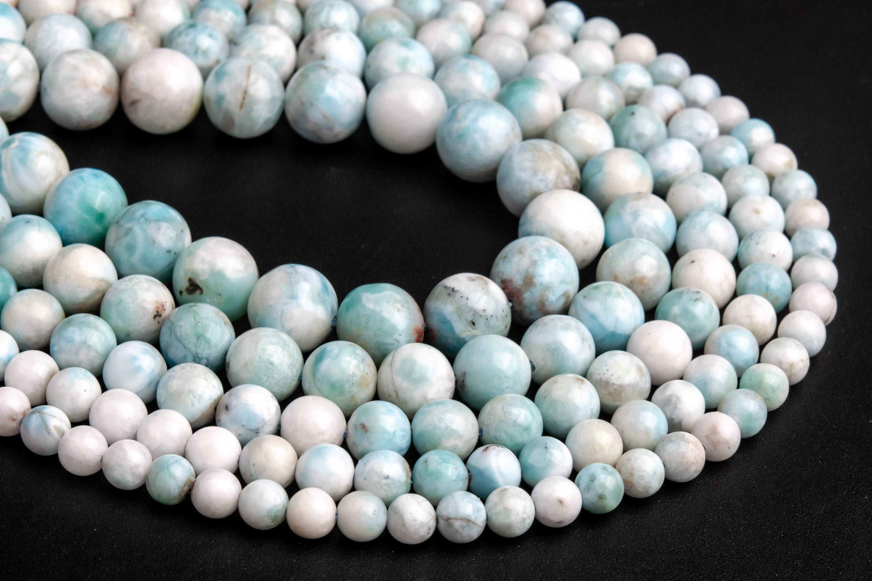 Genuine Natural Faint Blue Larimar Loose Beads Dominica Grade A Round Shape 5-6mm 6-7mm 7-8mm 9mm 10-11mm