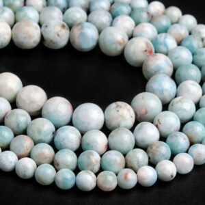 Genuine Natural Faint Blue Larimar Loose Beads Dominican Grade A Round Shape 6mm 7mm 8mm 9mm