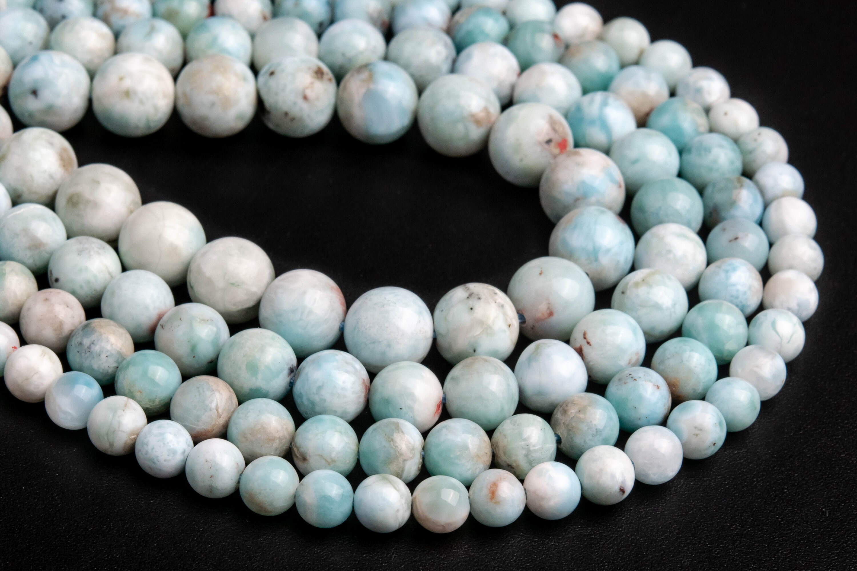 Genuine Natural Faint Blue Larimar Loose Beads Dominican Grade A Round Shape 6mm 7mm 8mm 9mm