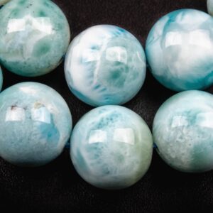 Genuine Natural Larimar Gemstone Beads 12MM Blue Round A Quality Loose Beads (124852)