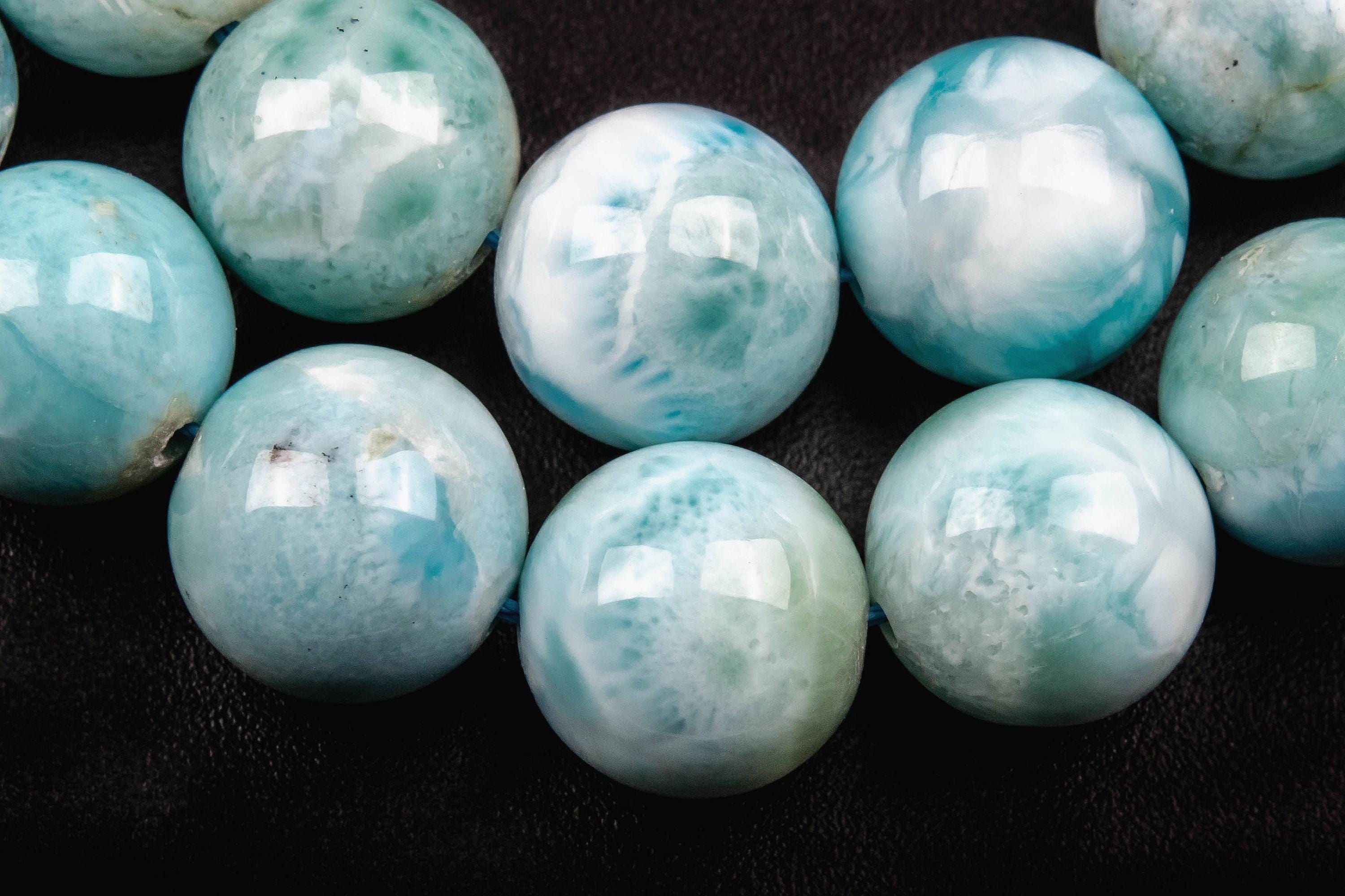 Genuine Natural Larimar Gemstone Beads 12mm Blue Round A Quality Loose Beads (124852)