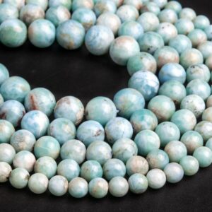 Genuine Natural Light Blue Green Larimar Loose Beads Dominica Grade A Round Shape 6-7mm 7-8mm 8-9mm 9-10mm 10-11mm