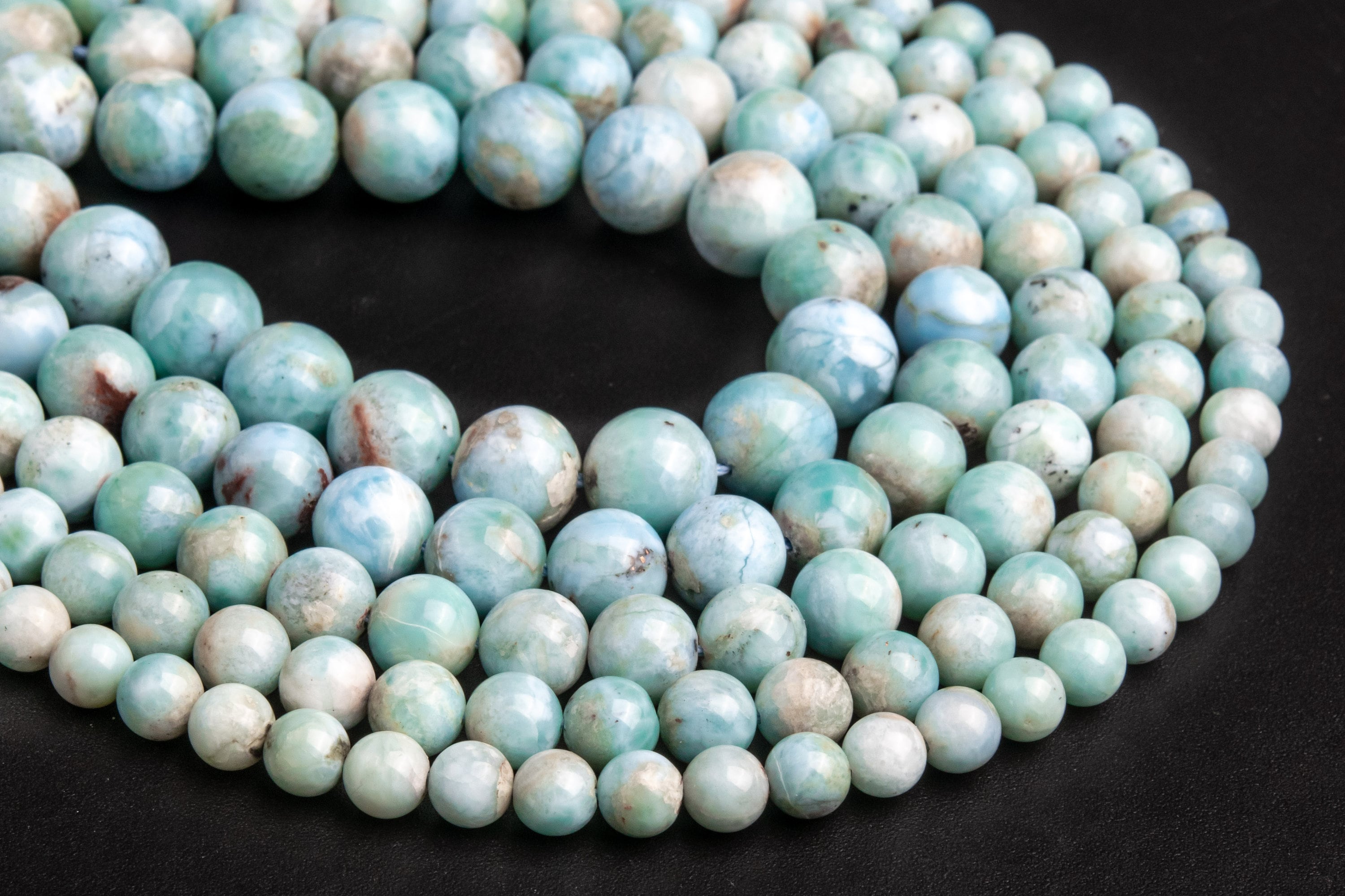 Genuine Natural Light Blue Green Larimar Loose Beads Dominica Grade A Round Shape 6-7mm 7-8mm 8-9mm 9-10mm 10-11mm