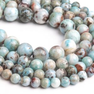 Genuine Natural Light Blue Larimar Loose Beads Grade A Round Shape 5-6mm 6-7mm 7-8mm 8mm 8-9mm 9-10mm 10mm 10-11mm 12mm 12-13mm
