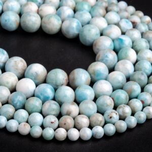 Genuine Natural Light Blue Larimar Loose Beads Dominica Grade A Round Shape 5-6mm 7mm 8-9mm 9-10mm 10-11mm