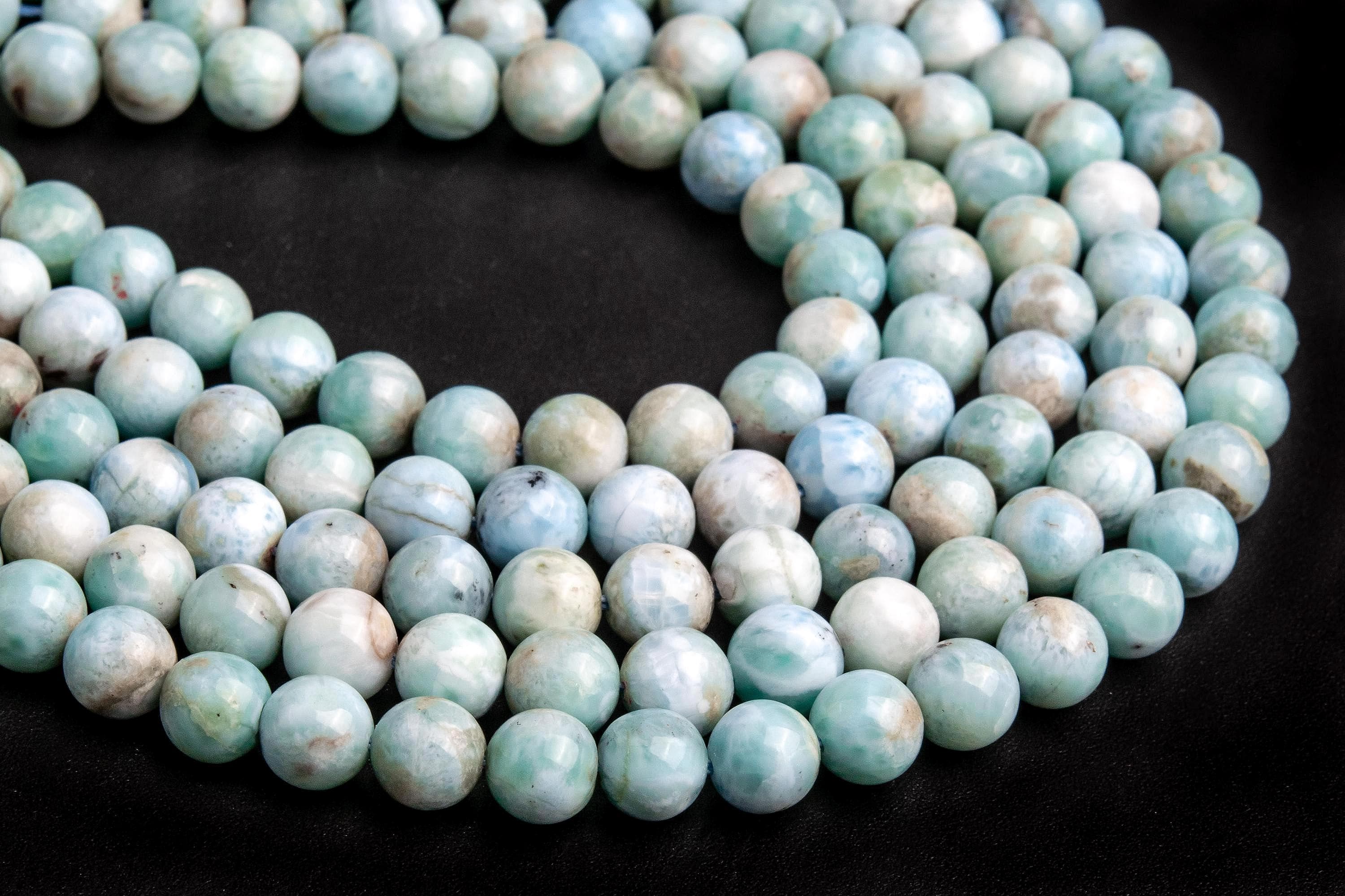 Genuine Natural Light Blue Green Larimar Loose Beads Grade A Round Shape 6mm 7mm 8mm 9mm 10mm 12mm