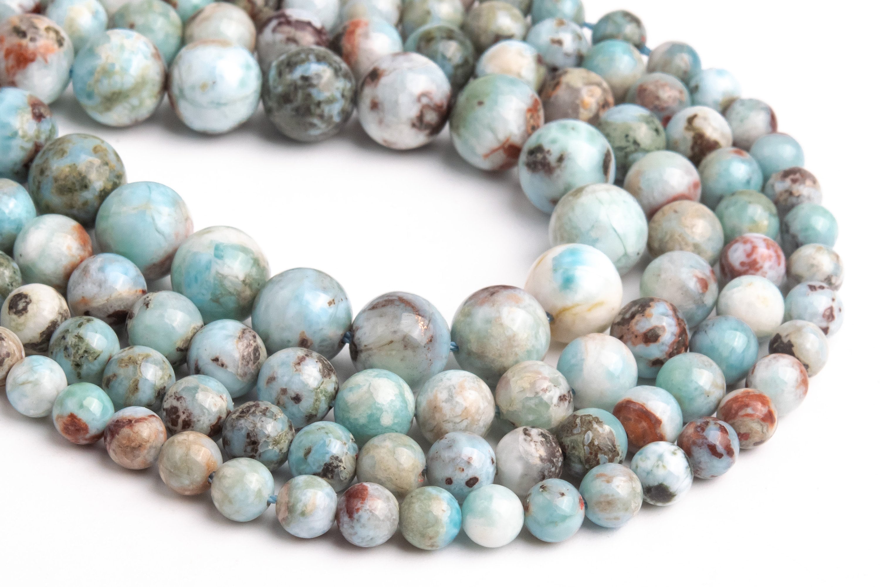 Genuine Natural Light Blue Larimar Loose Beads Grade A Round Shape 5-6mm 6-7mm 7-8mm 8mm 8-9mm 9-10mm 10mm 10-11mm 12mm 12-13mm