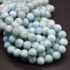 Grade A Larimar Gemstone Round Beads - 6mm - 14" Strand - Natural Gemstone Beads For Jewellery Making | Crystal Beads
