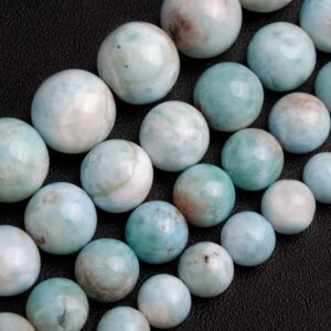 Light Blue Larimar Beads Genuine Natural Dominica Grade A Gemstone Round Loose Beads 6MM 8MM Bulk Lot Options