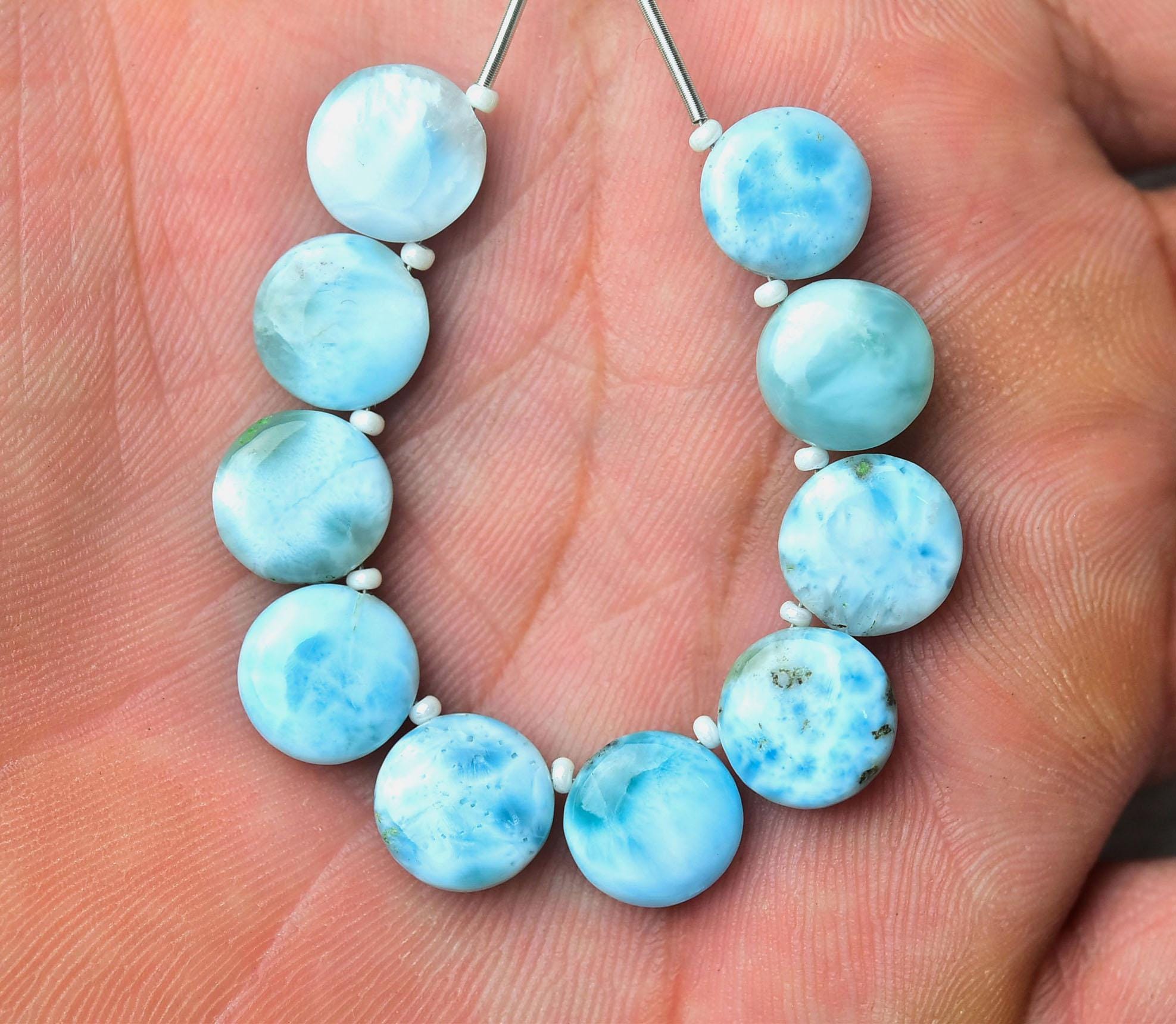 Natural Larimar Round Beads 10mm Smooth Round Briolettes Gemstone Beads Larimar Beads Jewelry Making Beads Earring Beads Wholesaler No5996