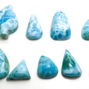 Natural Dominican Larimar Cabochons Rock Gemstone Round Small Oval Flat Rectangle Beads For Pendant Grade Aaa - Pgl42d