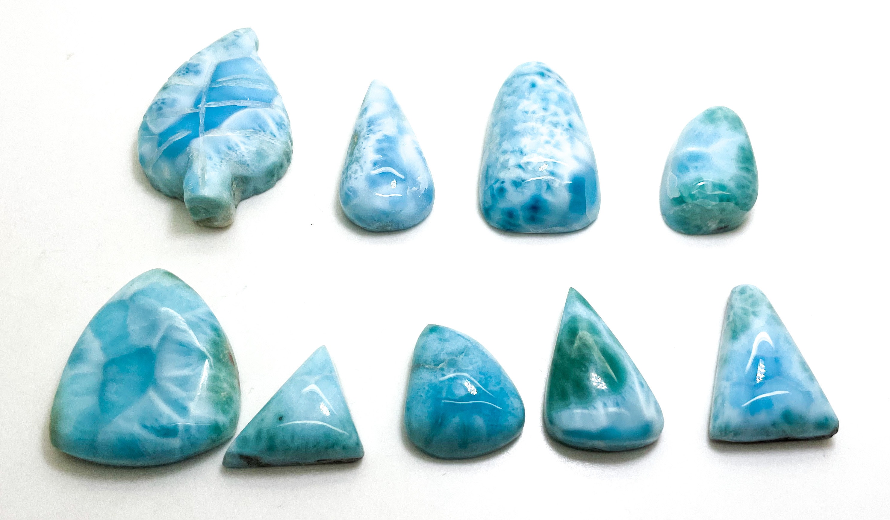 Natural Dominican Larimar Cabochons Rock Gemstone Round Small Oval Flat Rectangle Beads For Pendant Grade Aaa - Pgl42d