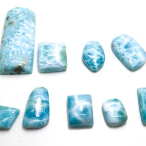 Natural Dominican Larimar Cabochons Rock Gemstone Round Small Oval Flat Rectangle Beads For Pendant Grade Aaa - Pgl42e