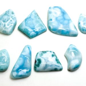 Natural Dominican Larimar Cabochons Rock Gemstone Round Small Oval Flat Rectangle Beads For Pendant Grade Aaa - Pgl42b