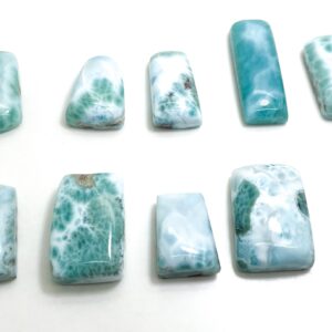 Natural Dominican Larimar Cabochons Rock Gemstone Round Small Oval Flat Rectangle Beads For Pendant Grade Aaa - Pgl01a