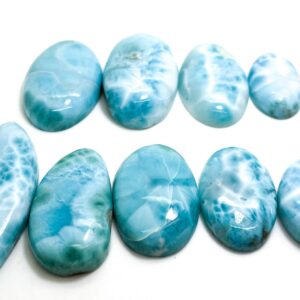 Natural Dominican Larimar Cabochons Rock Gemstone Round Small Oval Flat Rectangle Beads For Pendant Grade Aaa - Pgl42a