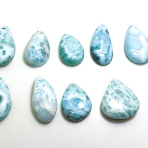 Natural Dominican Larimar Cabochons Rock Gemstone Round Small Oval Flat Rectangle Beads For Pendant Grade Aaa - Pgl01d