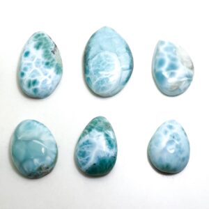 Natural Dominican Larimar Cabochons Rock Gemstone Round Small Oval Flat Rectangle Beads For Pendant Grade Aaa - Pgl01e