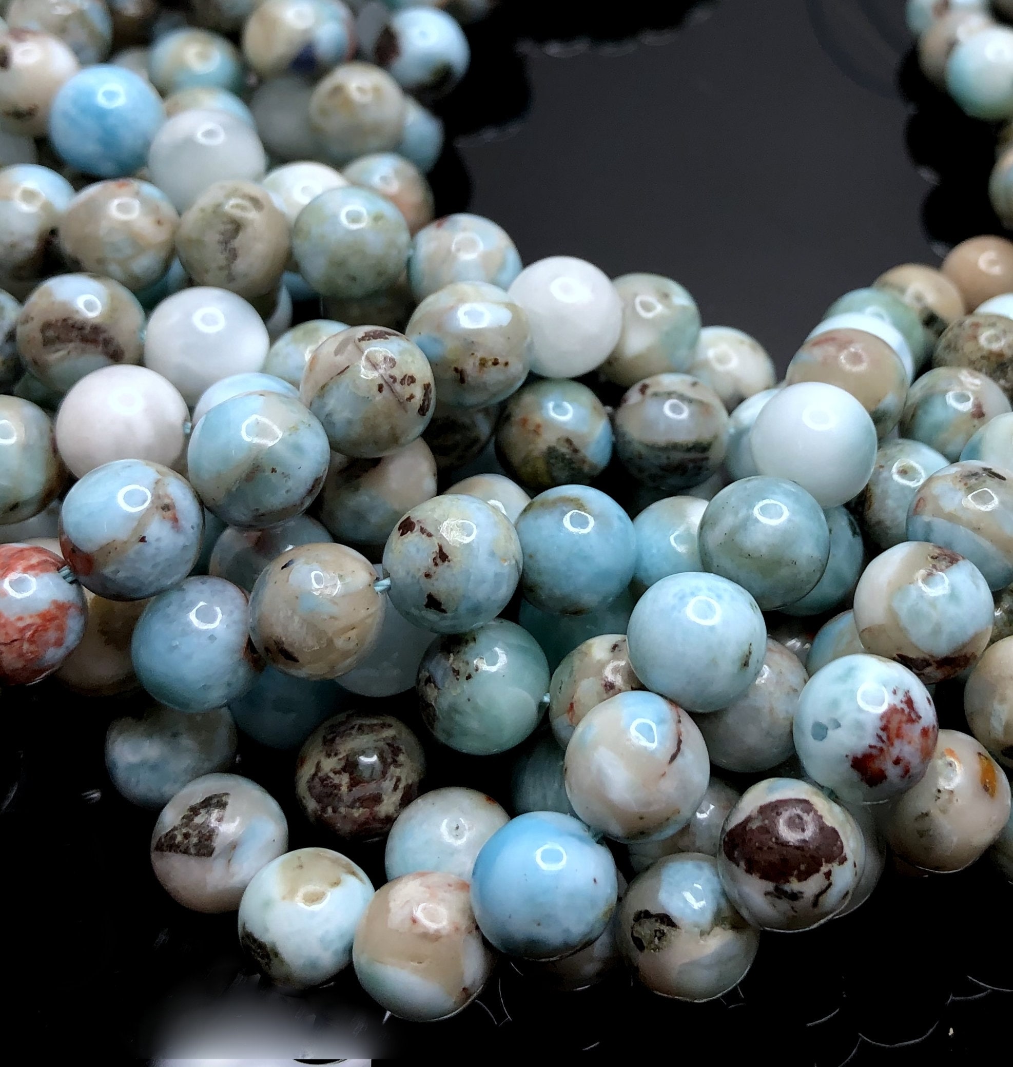 Natural Dominican Larimar Gemstone Round 4mm 6mm 8mm 10mm 12mm Loose Beads (d19) Natural Dominican Larimar Gemstone Round 4mm 6mm 8mm 10mm 12mm Loose Beads (d19)