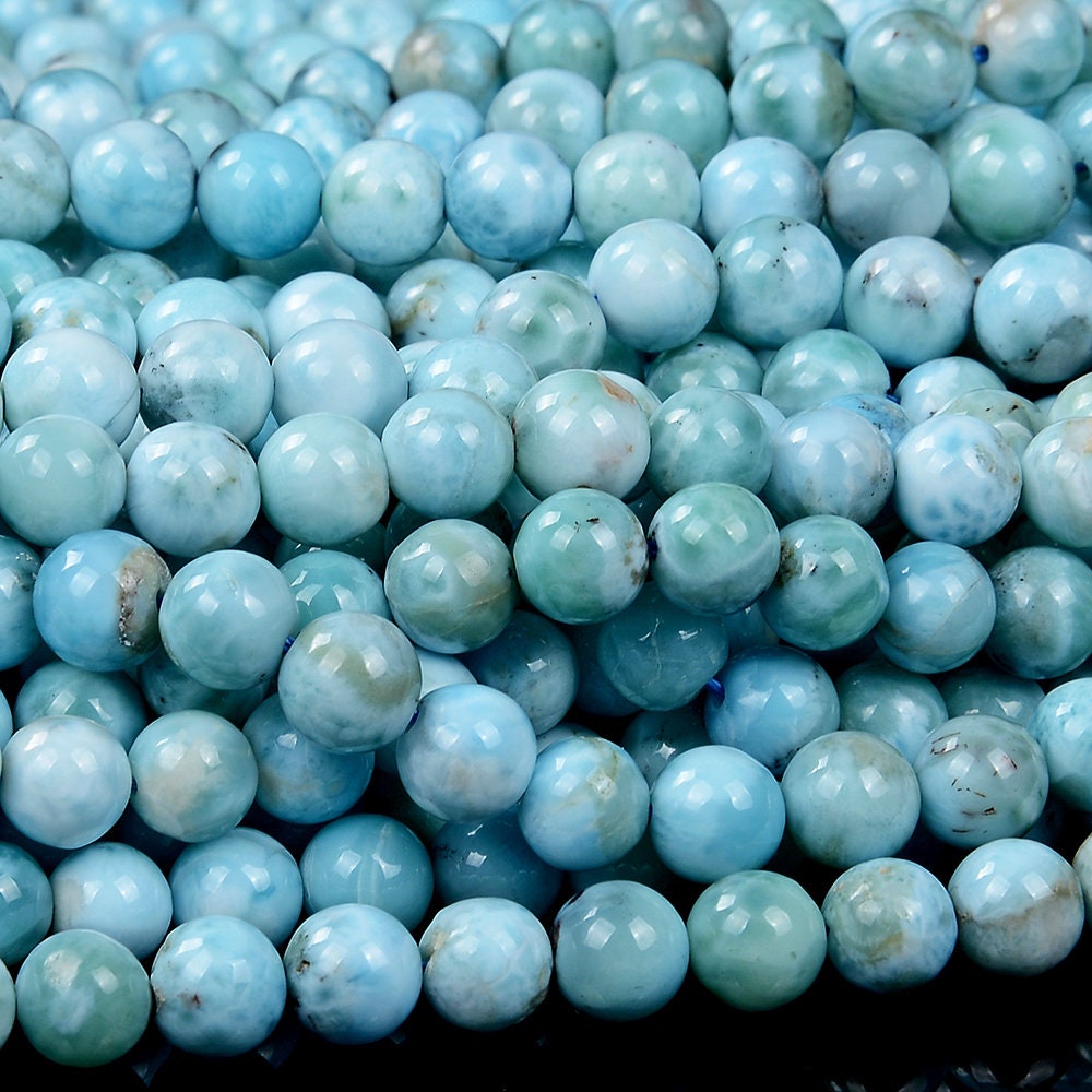 Natural Dominican Larimar Gemstone Round 5mm 6mm 7mm 8mm 9mm 10mm Loose Beads Bulk Lot 1, 2, 6, 12 And 50 (d444)